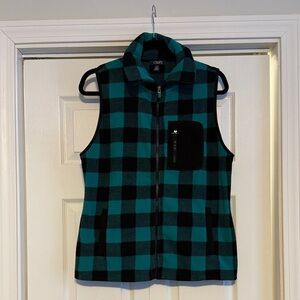 Chaps Teal and Black Plaid Vest